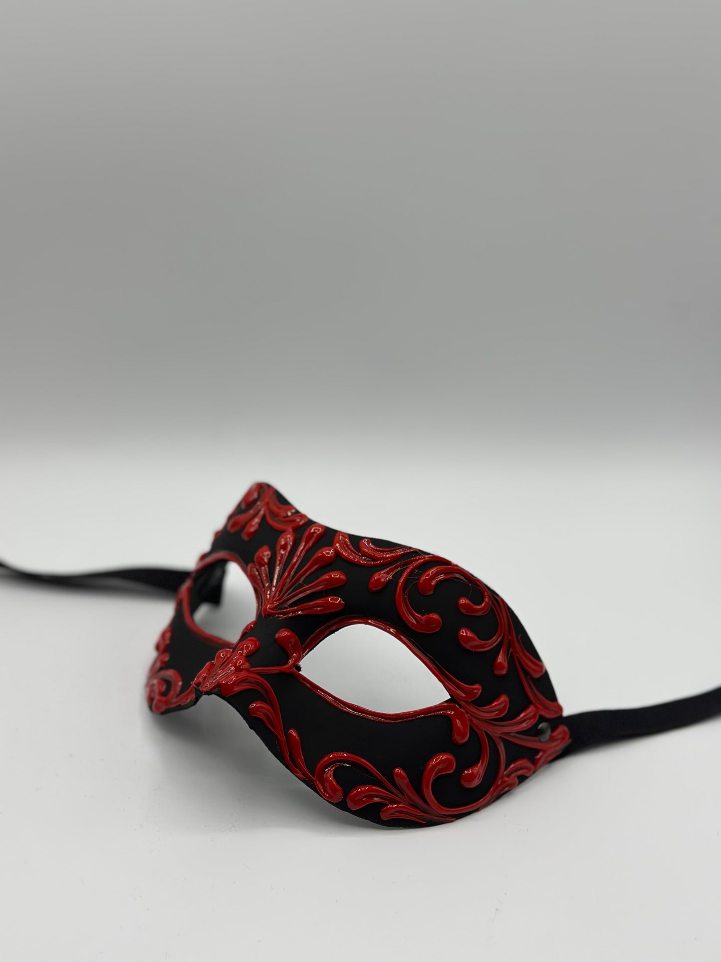 Handmade Venetian Mask Black Red – Baroque Eye Mask for Masquerade Ball, Carnival & Costume Party