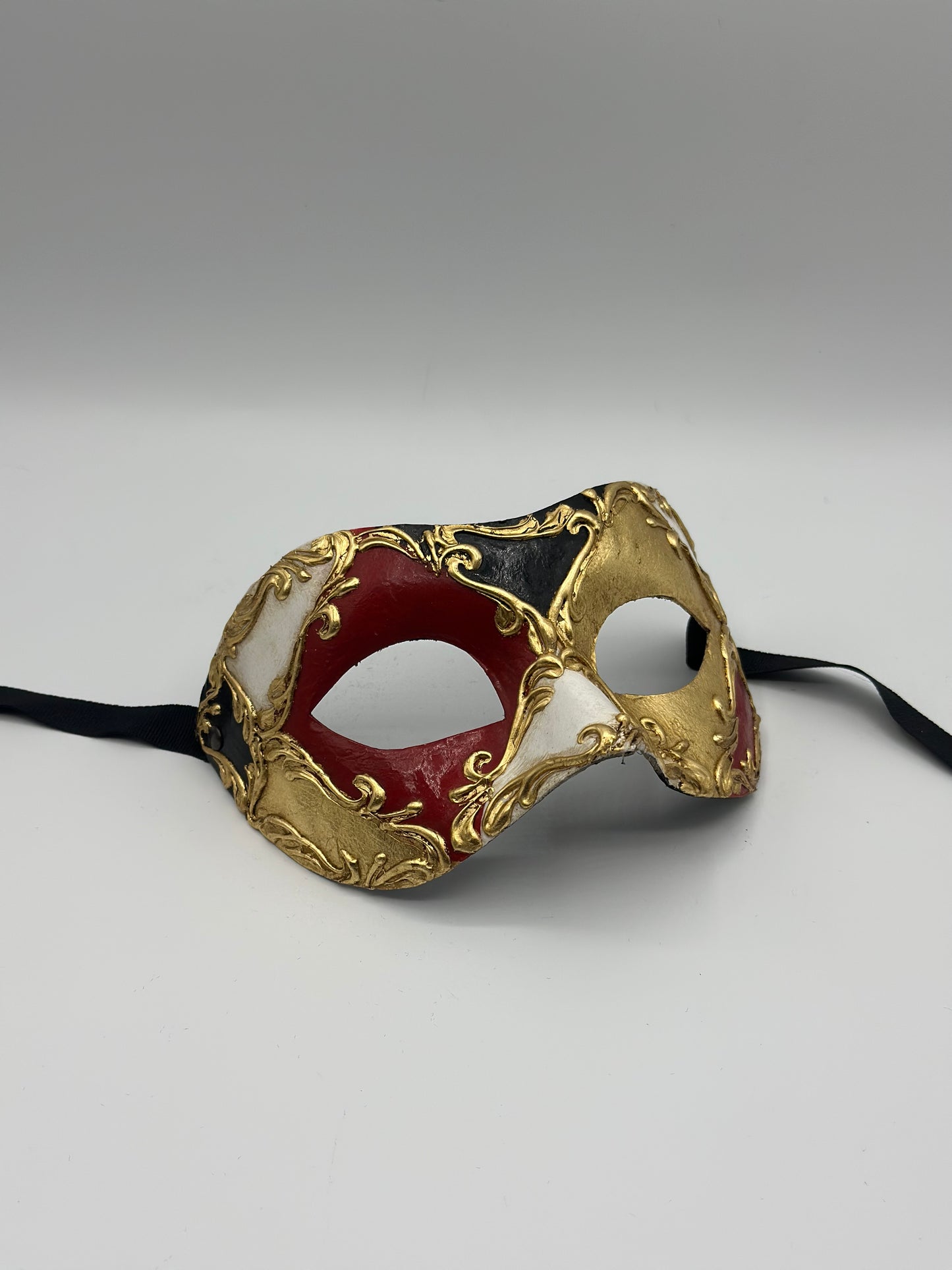 Handmade Baroque Venetian Mask Red-Black-Gold | Luxury Handmade Masquerade Mask