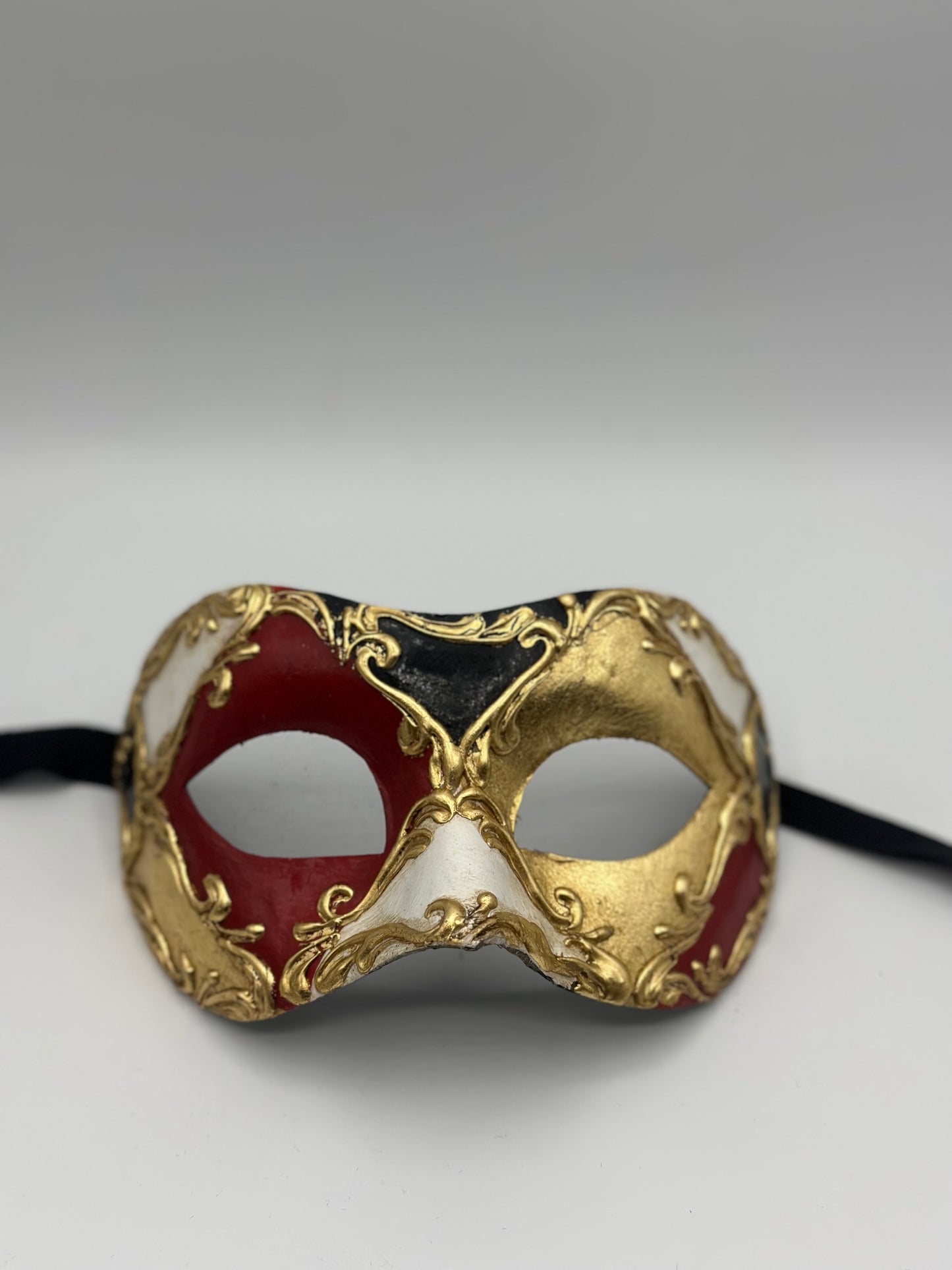 Handmade Baroque Venetian Mask Red-Black-Gold | Luxury Handmade Masquerade Mask