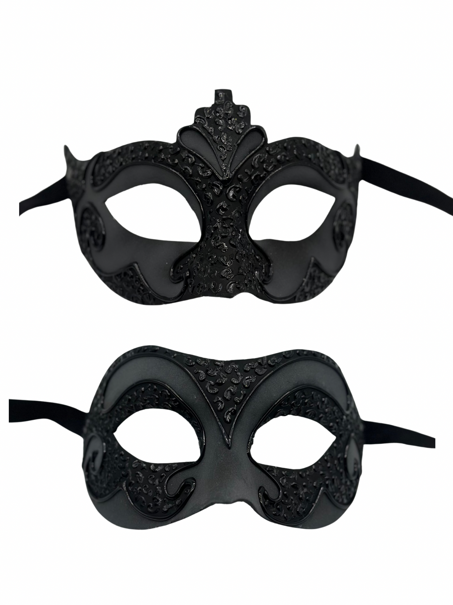 Couples Venetian Mask Set – Matte Anthracite & Black – Elegant Baroque Design – Masquerade Masks for Men & Women – Perfect for Carnival, Ball or Costume Party