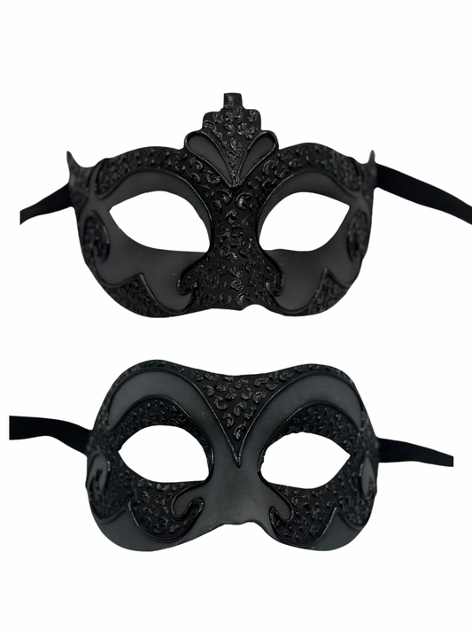 Ensemble de masques vénitiens pour couples – Anthracite mat et noir s