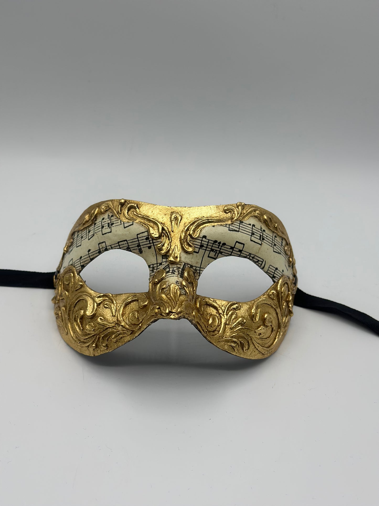 Venetian Masquerade Mask – Gold & Music Notes