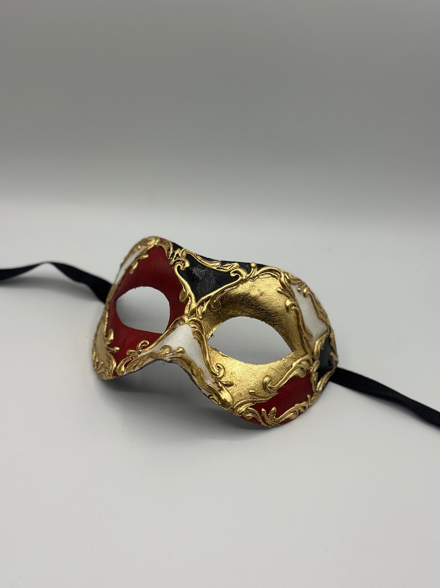 Handmade Baroque Venetian Mask Red-Black-Gold | Luxury Handmade Masquerade Mask