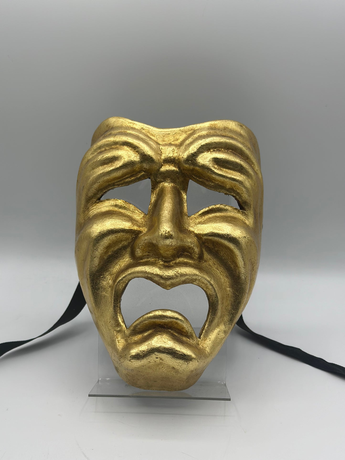 Set Tragedy and Comedy mask in gold - Comedia dell'arte masks.