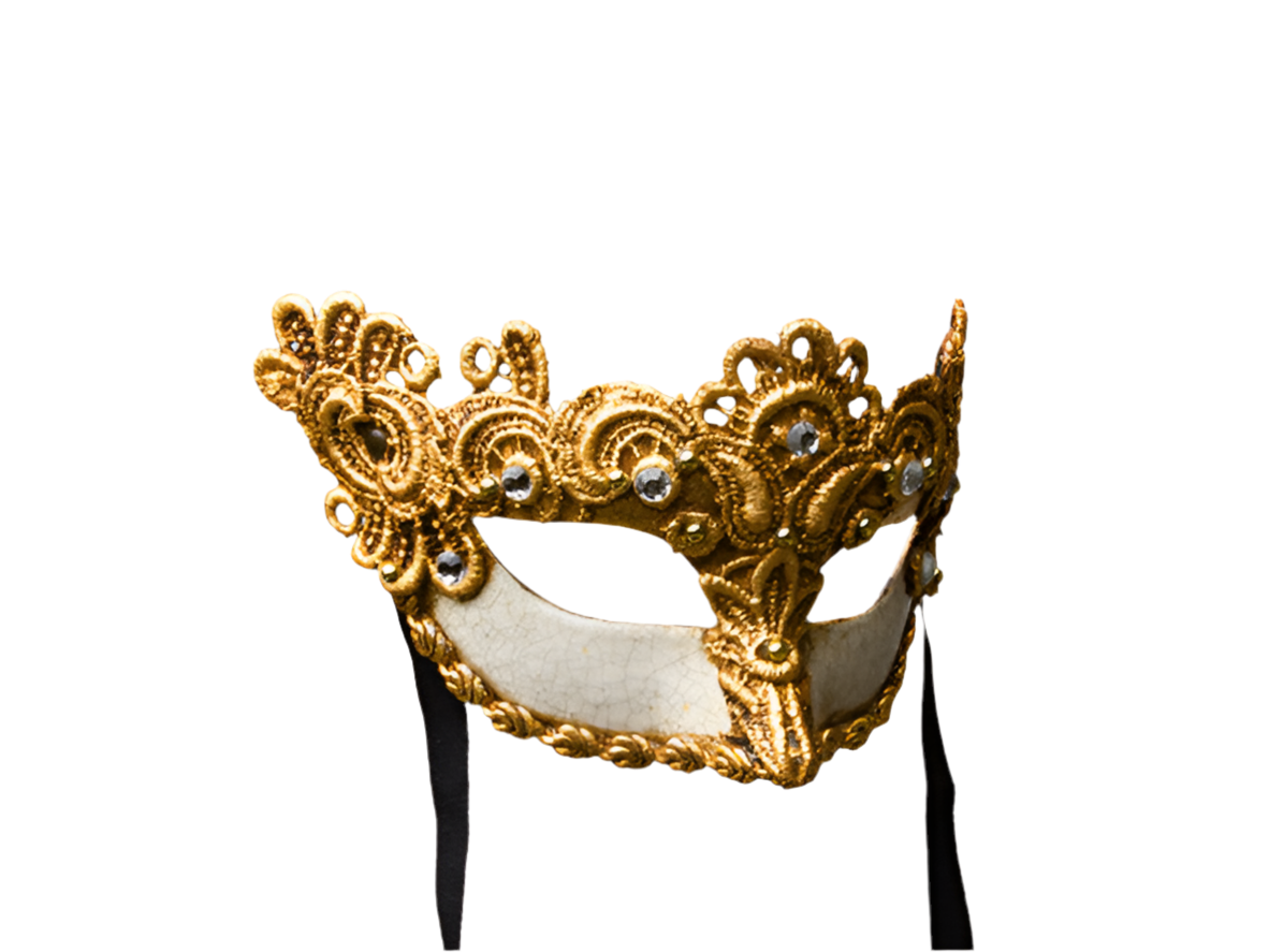 Masque de bal vénitien en dentelle dorée pour femme