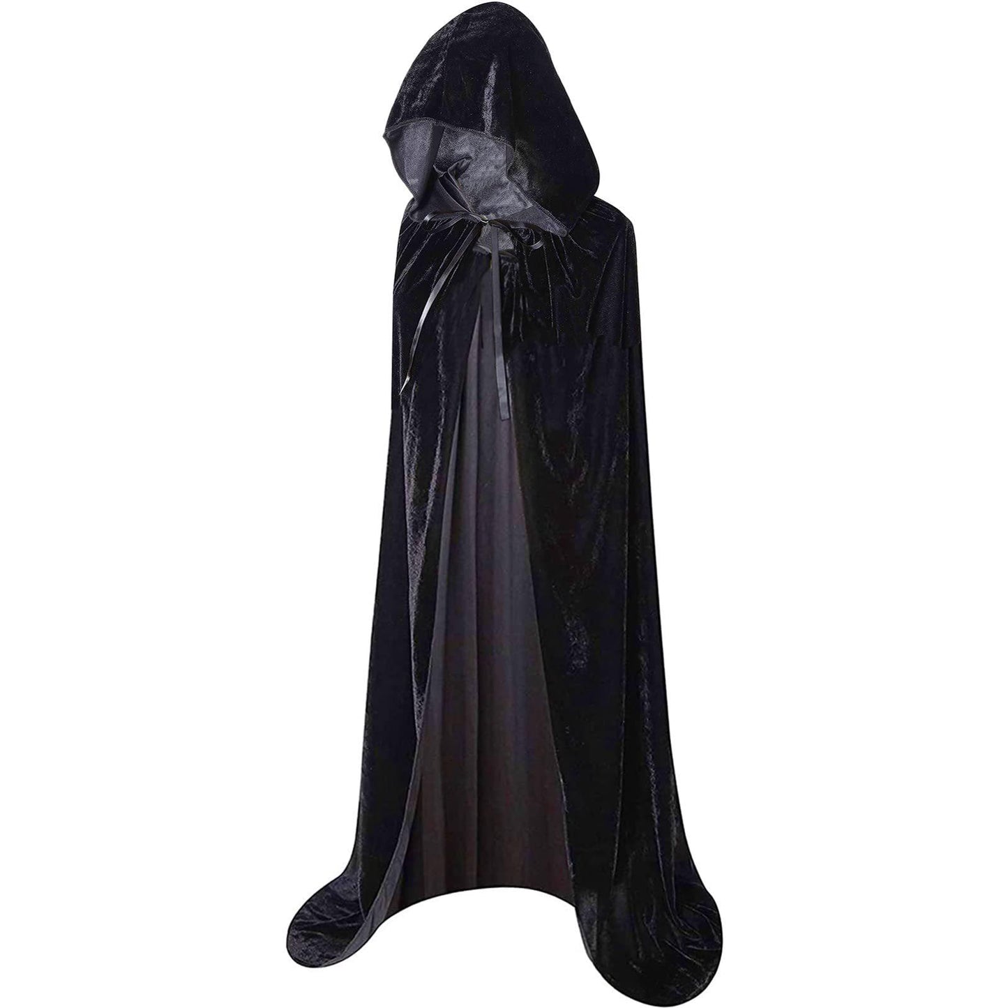 Cape à capuche en velours Halloween Horror – Noir 150 cm - Cape basique