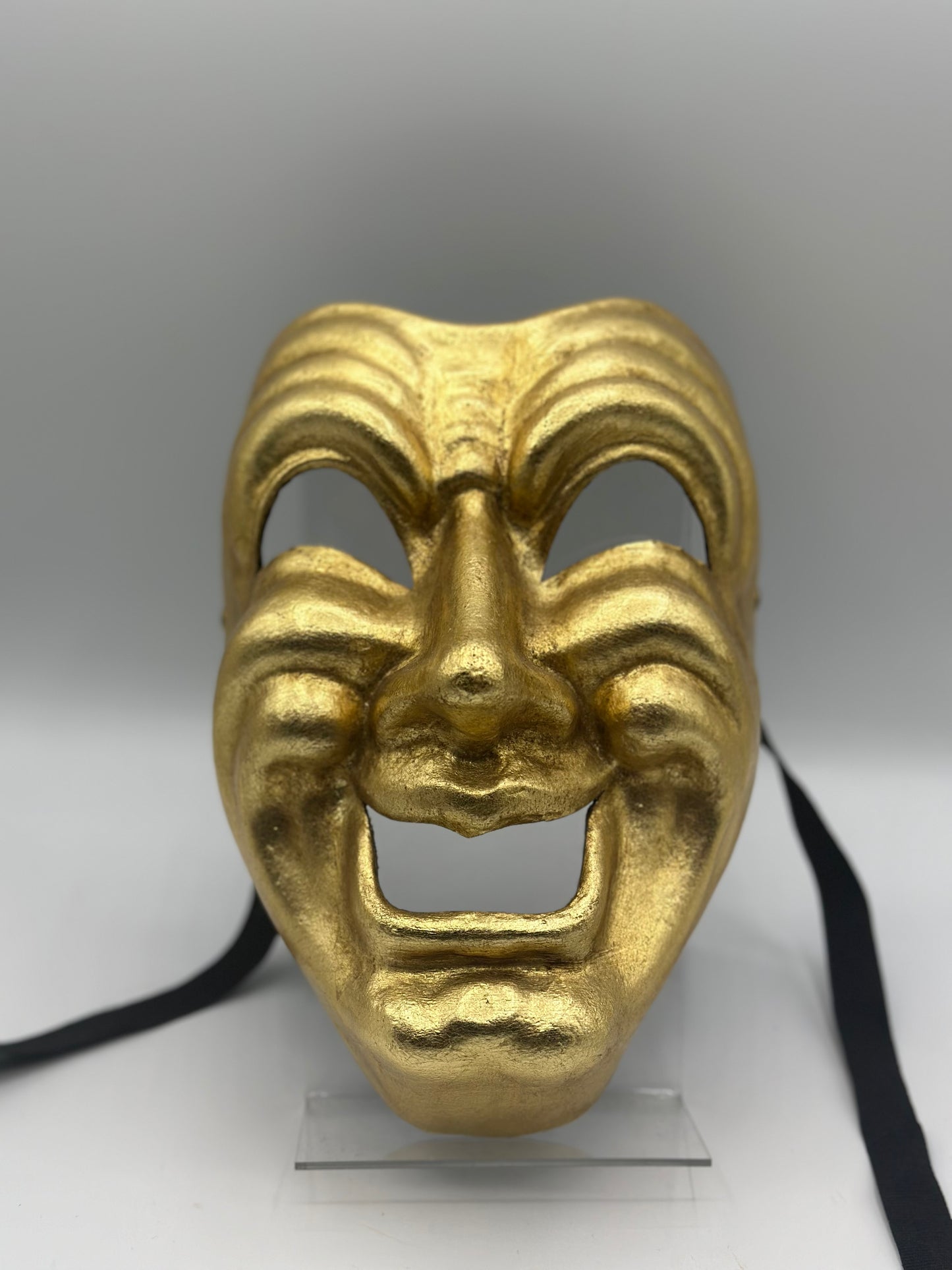 Set Tragödien- und Komödienmasken in Gold - Comedia dell'arte-Masken.