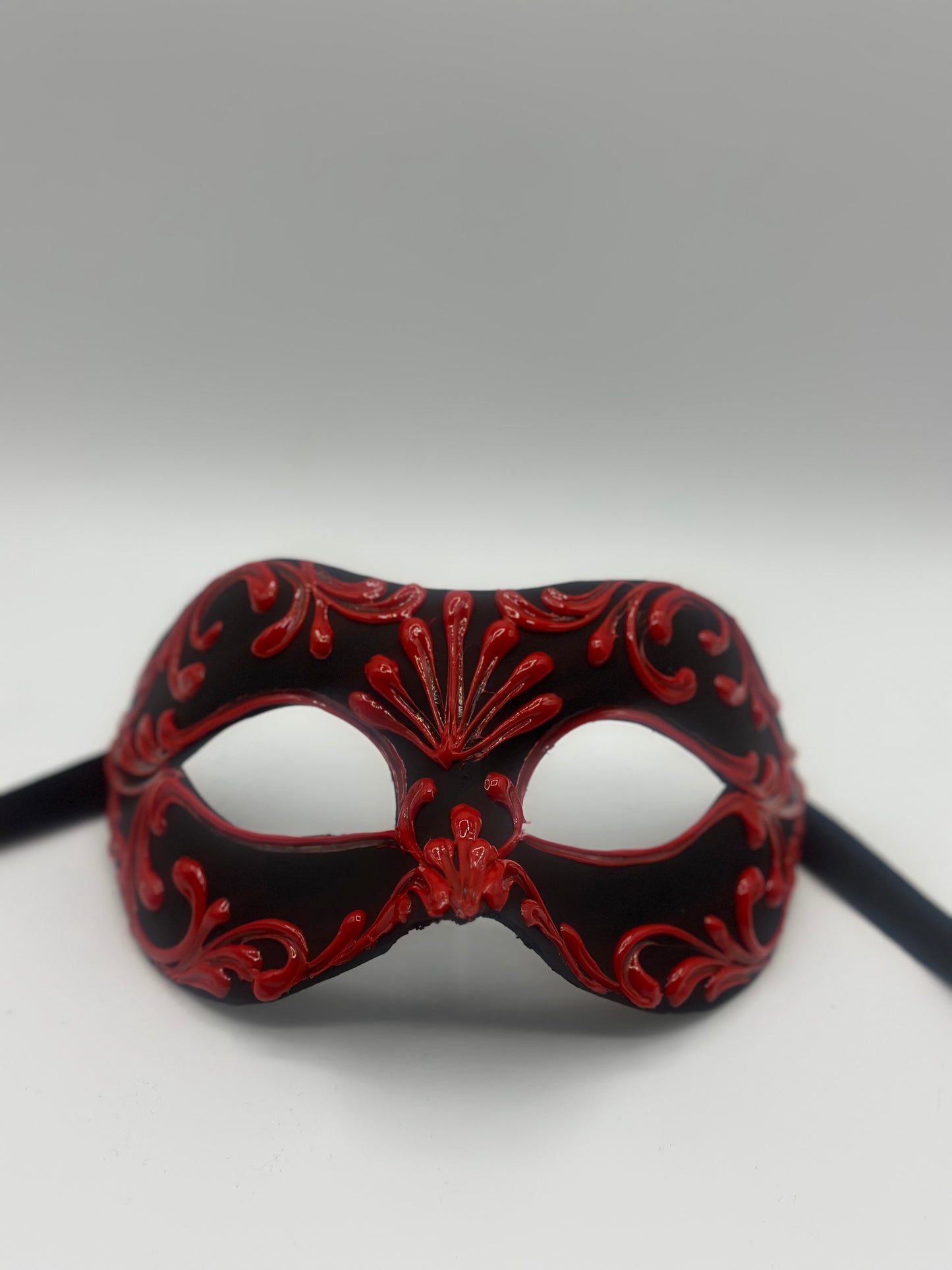 Handmade Venetian Mask Black Red – Baroque Eye Mask for Masquerade Ball, Carnival & Costume Party