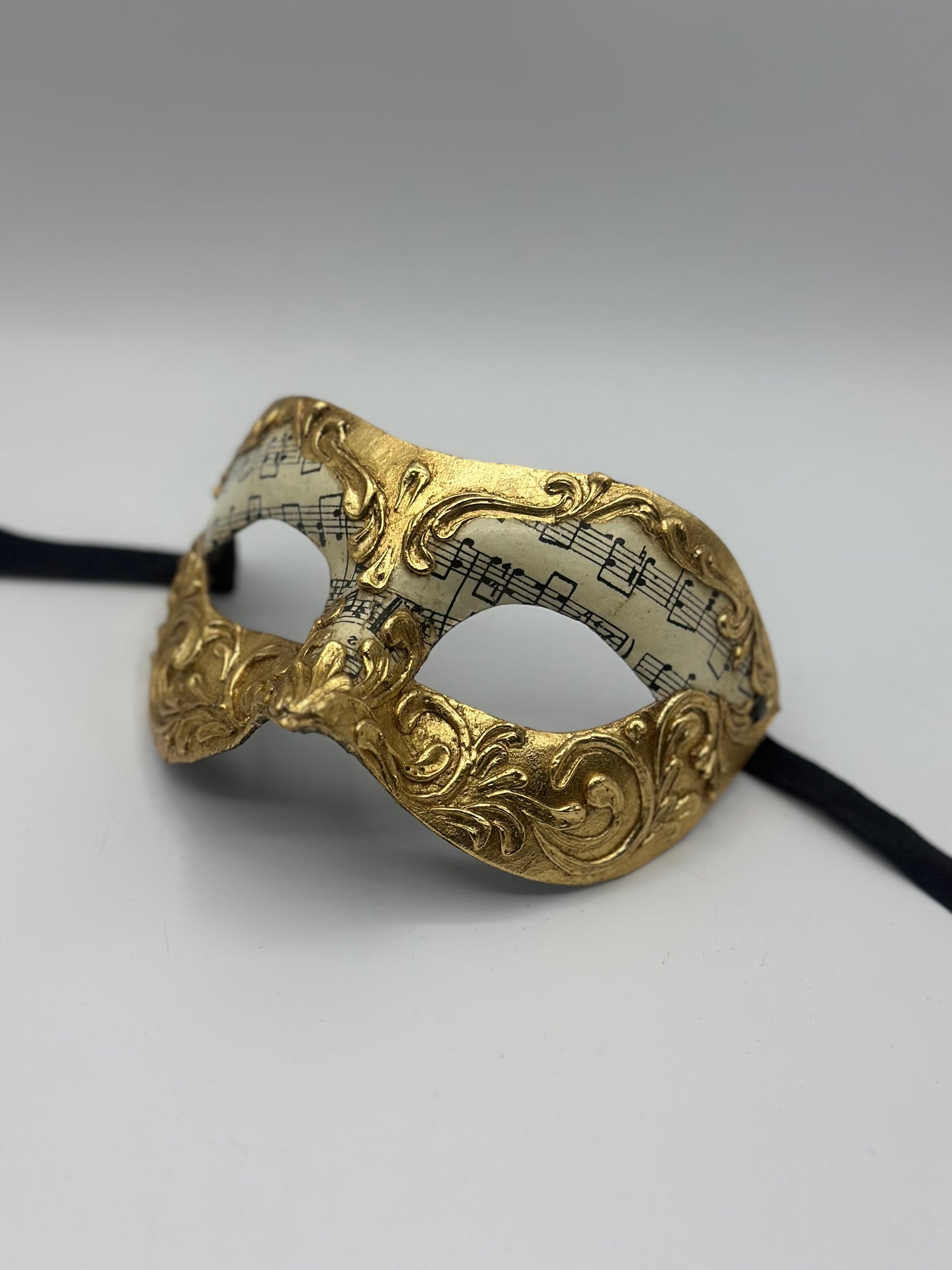 Venetian Masquerade Mask – Gold & Music Notes