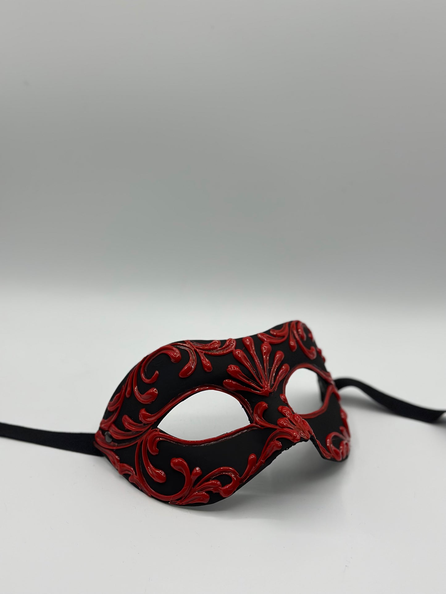 Handmade Venetian Mask Black Red – Baroque Eye Mask for Masquerade Ball, Carnival & Costume Party