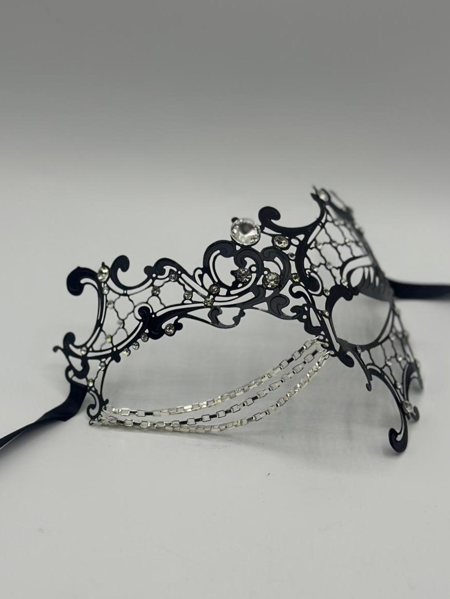 maske für maskenball - mit Kette und wunderschönen 3D-Strasssteinen - Venezianische Maske Damen - Maske Maskenball - Galamaske - ballmaske