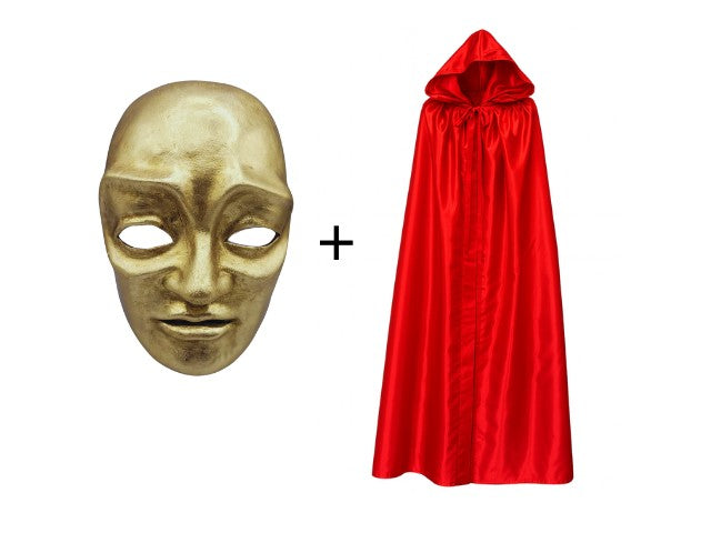 Set of eyes wide shut The priest mask and red cape - Halloween outfit - Masquerade outfit