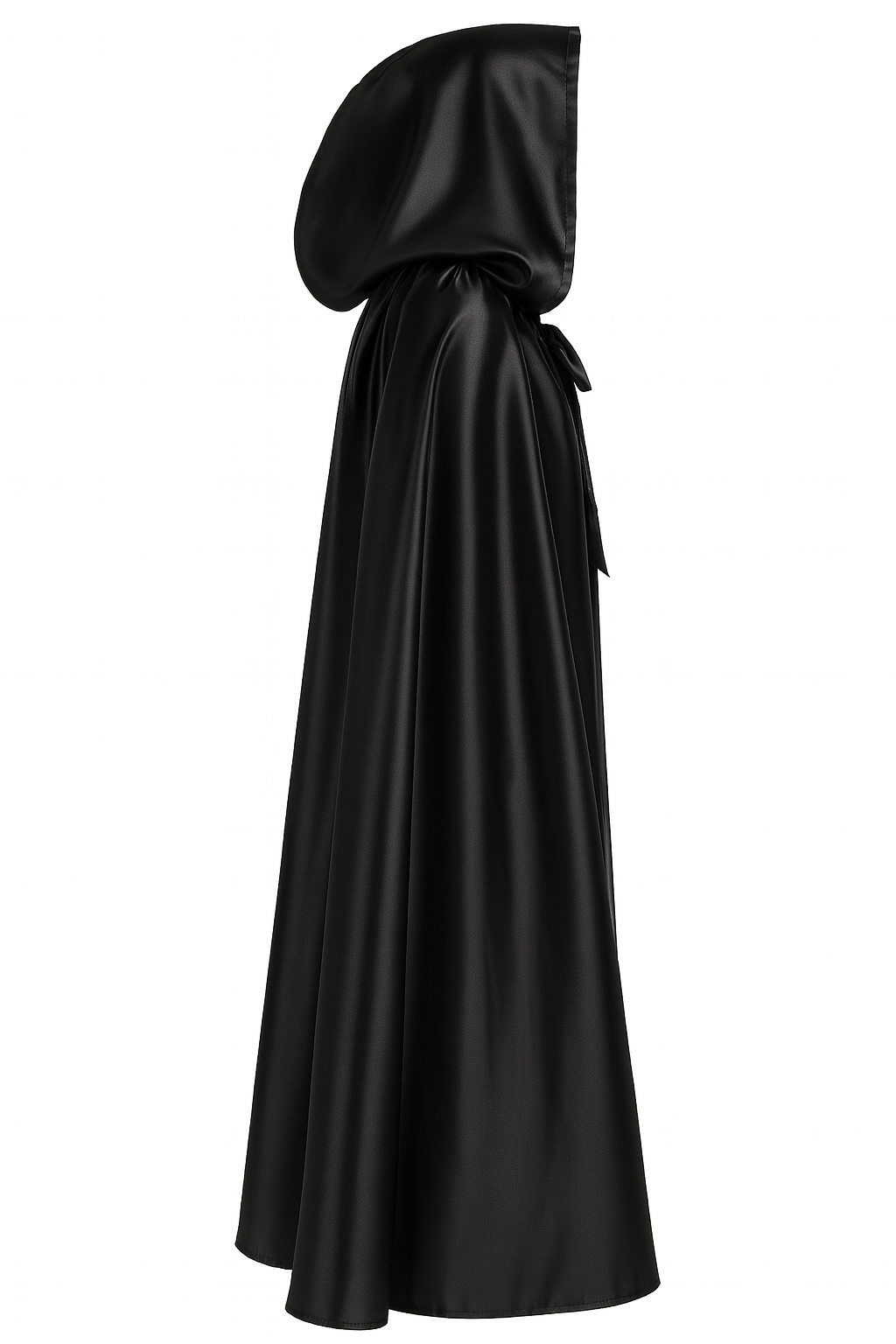 Venetian cape with a hood in black satin - Black cape hooded - Full length costume cloak for adults - Halloween cape