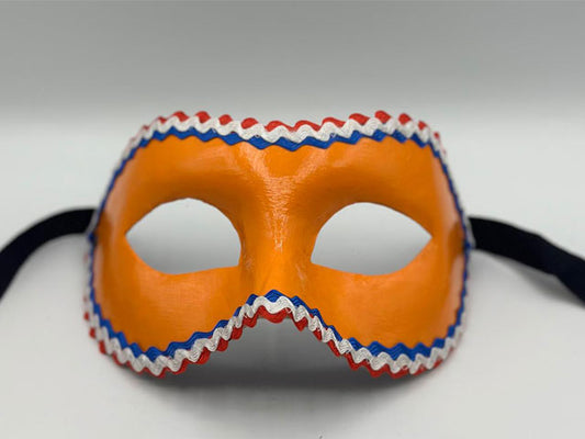 Masque vénitien original en orange avec garniture de drapeau hollandais