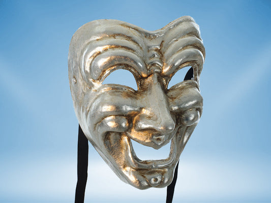 Comedy mask in silver