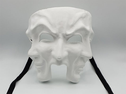 white mask, blank mask, papier mache mask, mask to paint, paintable mask, theater mask