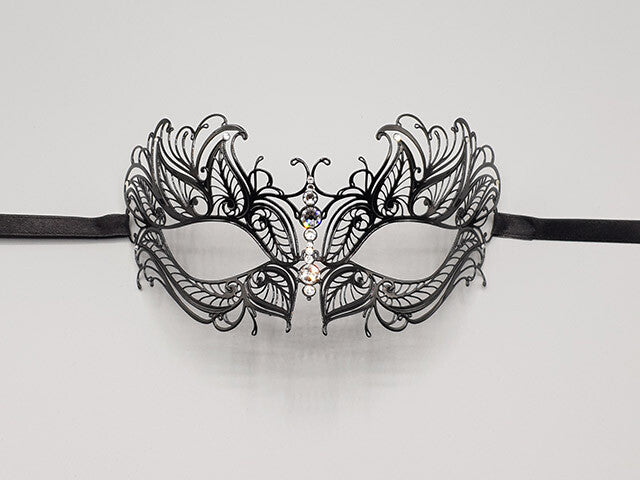 metal mask with clear stones, mask for woman filigree mask,