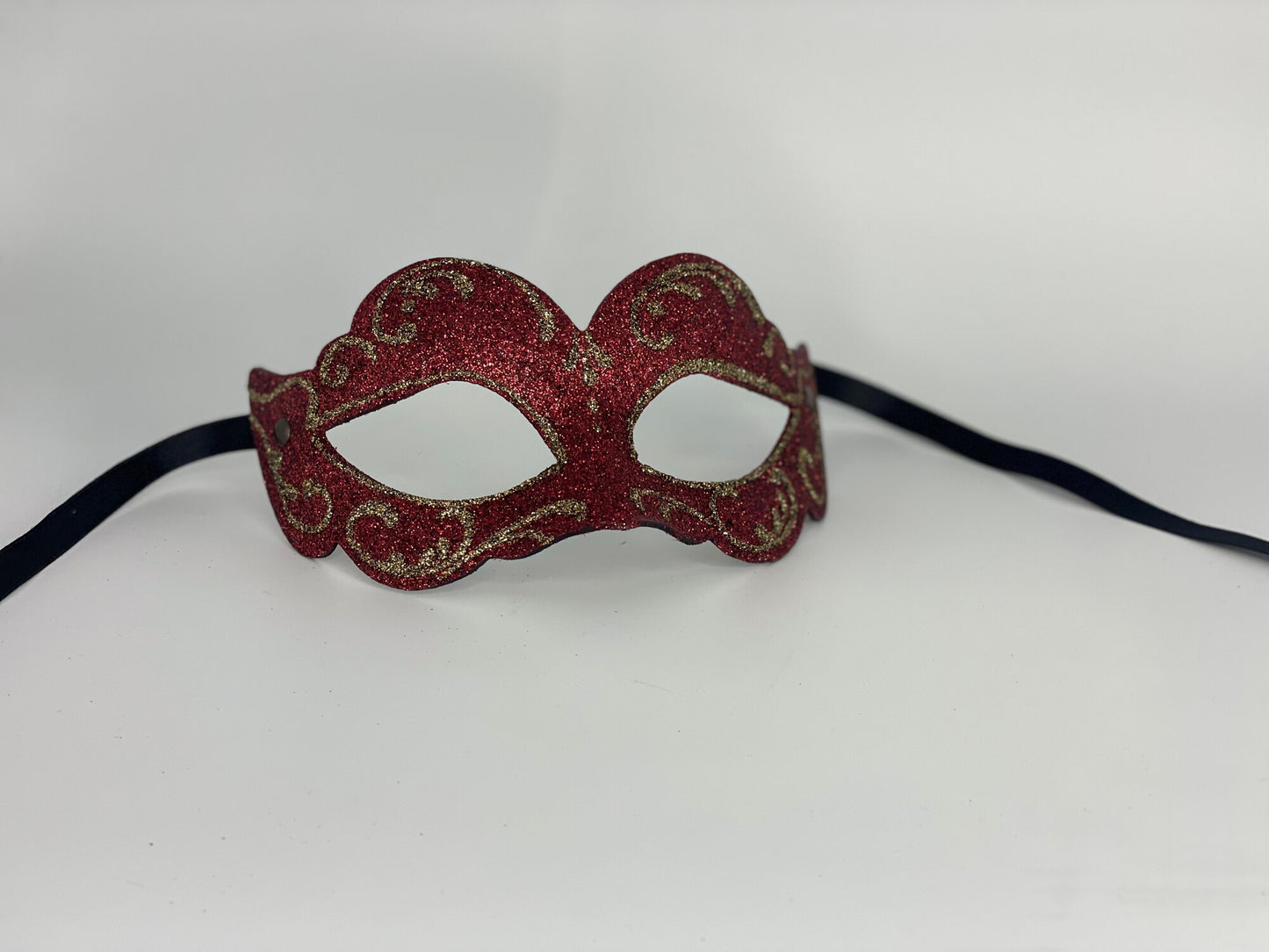 Red glitter mask, Venetian mask red glitter