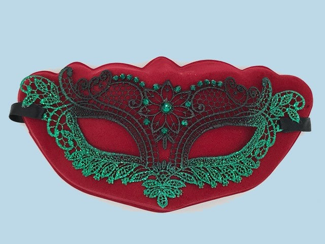 Masque en dentelle verte Merletto avec strass