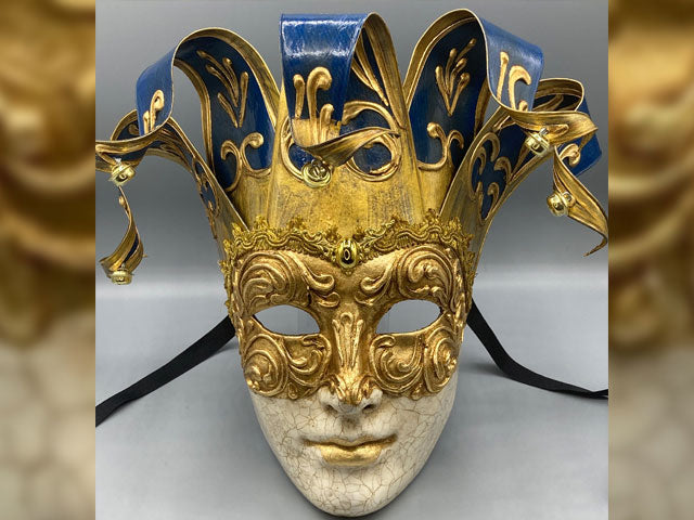 Máscara de hombre veneciano en azul –