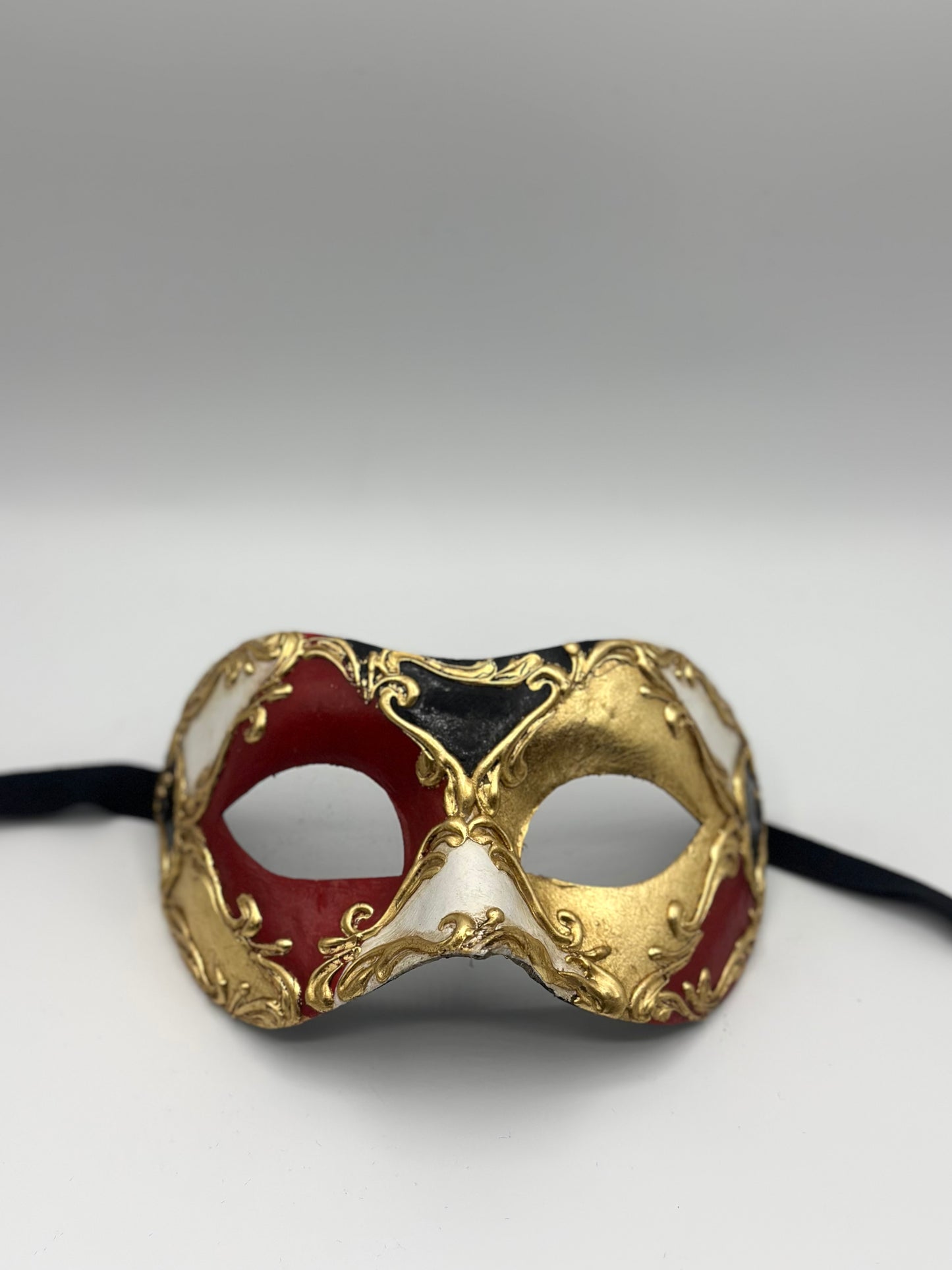 Handmade Baroque Venetian Mask Red-Black-Gold | Luxury Handmade Masquerade Mask