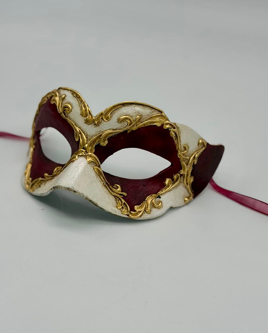 Venetian Kids Mask - Burgundy, Ivory & Gold