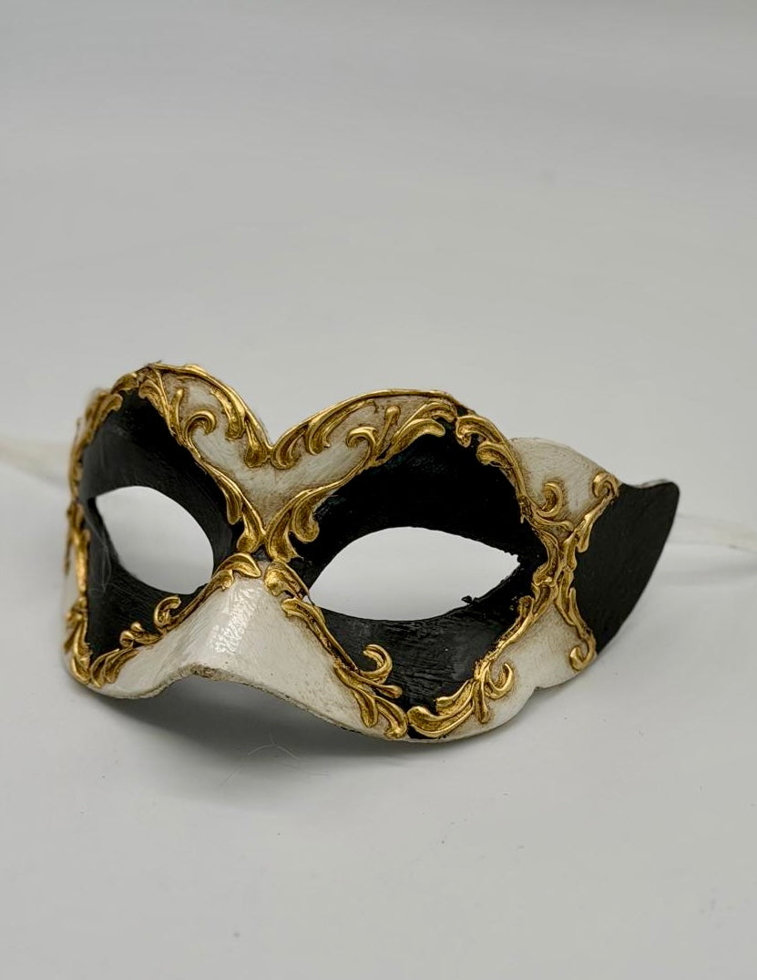 Venetian Kids Mask - Black, White & Gold