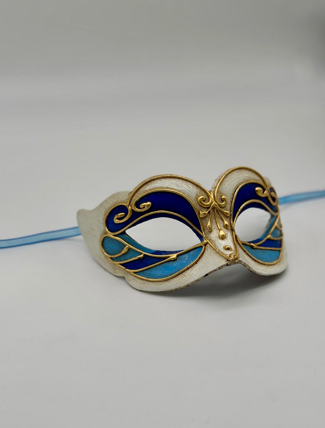 Venezianische Kindermaske - Zwei Blautöne & Gold