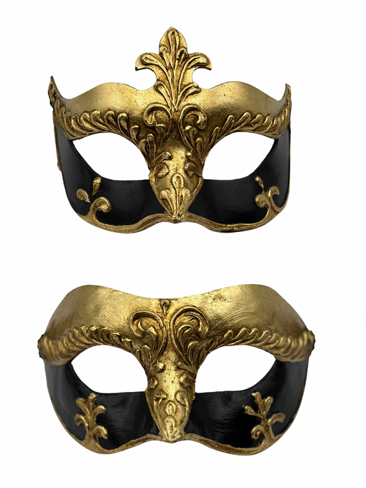 Venetian Couple Mask Baroque Gold & Black