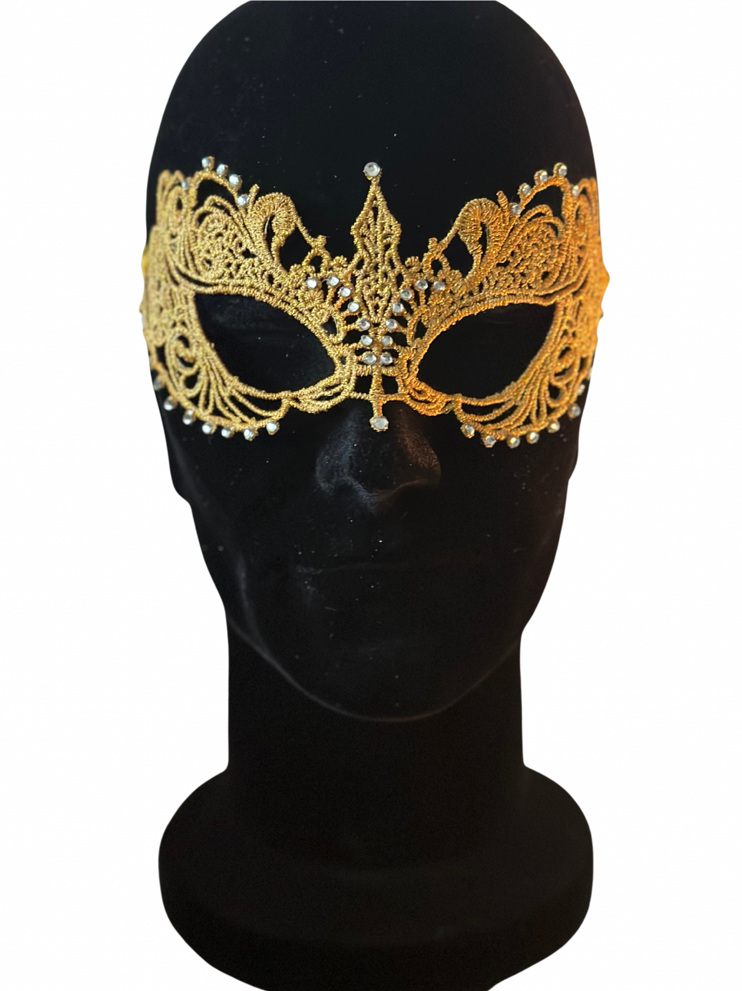 Spitzenmaske gold mit Strasssteinen - Goldmaske Venezianisch