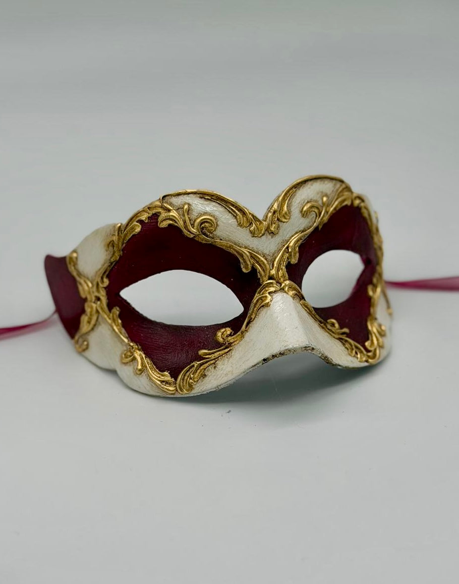 Venetian Kids Mask - Burgundy, Ivory & Gold