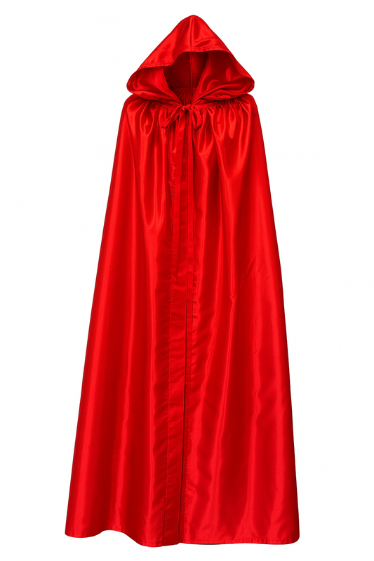 Venetian cape with a hood in red satin - Halloween cape red
