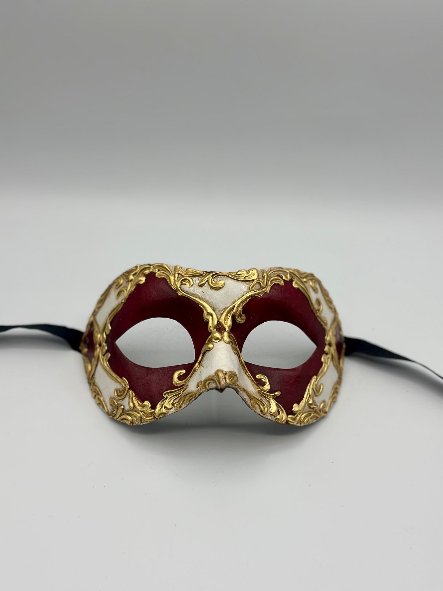 Venetian Mask Baroque Red Gold - Masquerade Eye Mask for Carnival, Gala & Costume Party - Unisex