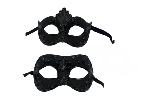 Schwarzes venezianisches Paarmasken-Set – Handgefertigte Papiermaché-Duo-Masken für Maskeraden und Veranstaltungen