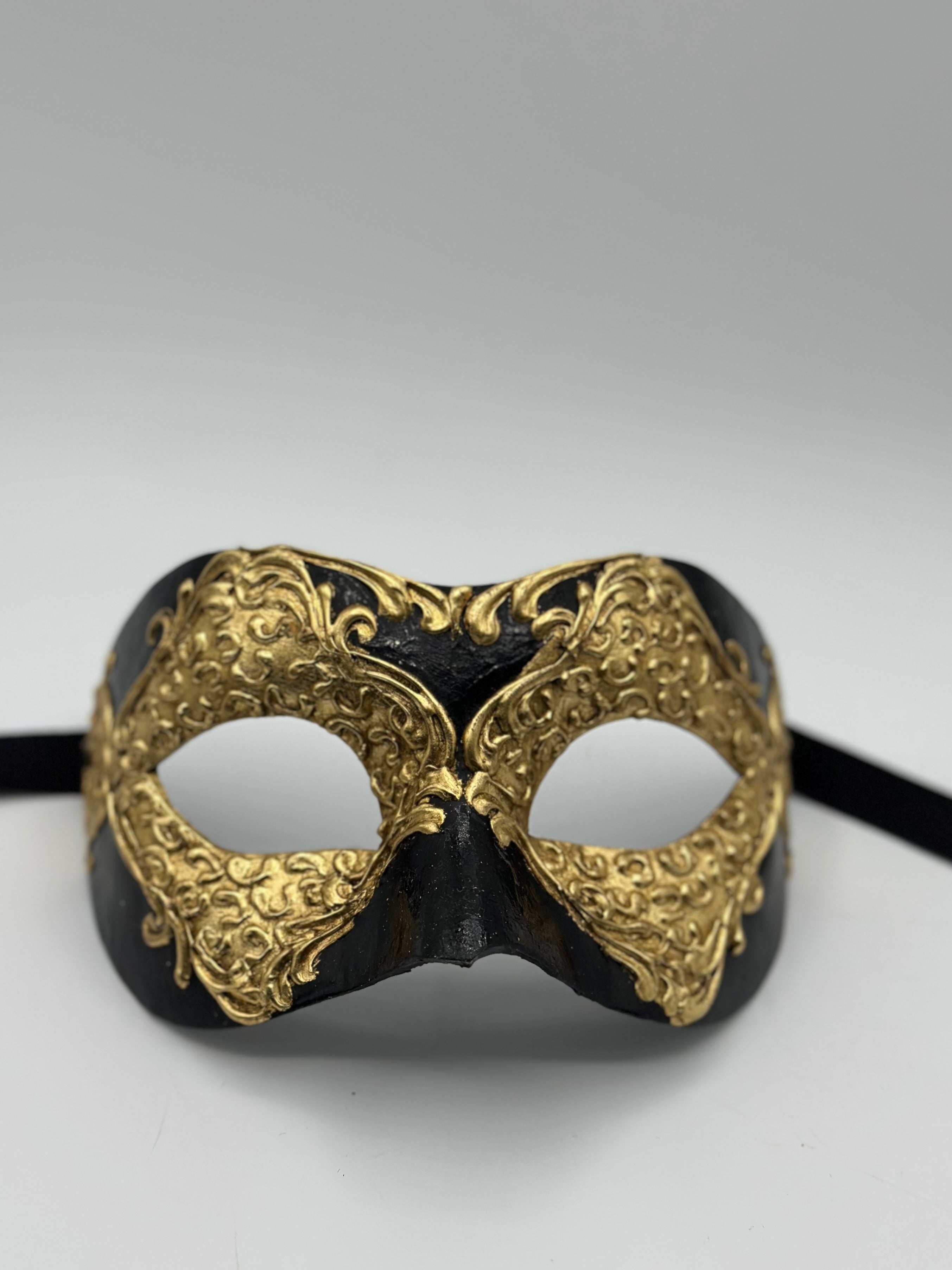 Venetian Masquerade Mask – Black & Gold | Handmade Venetian Mask