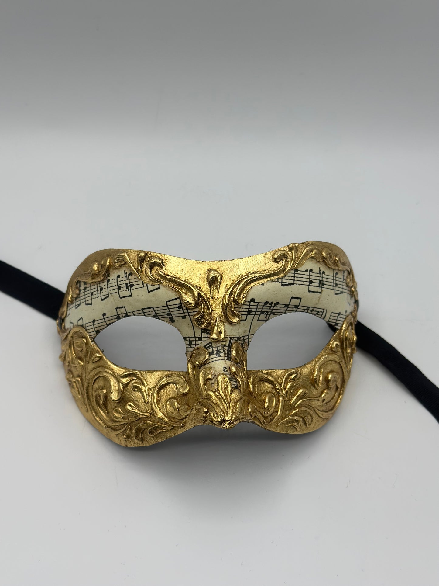 Venetian Masquerade Mask – Gold & Music Notes