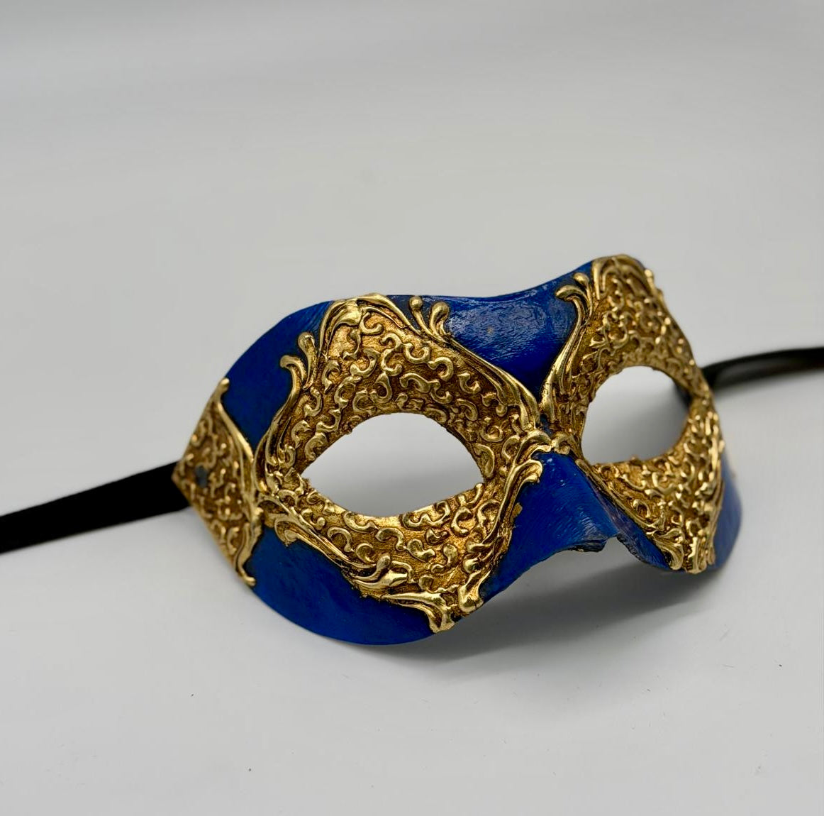 Venezianisches Paar Maskenset Blau Gold – Passende Masken Maskerade