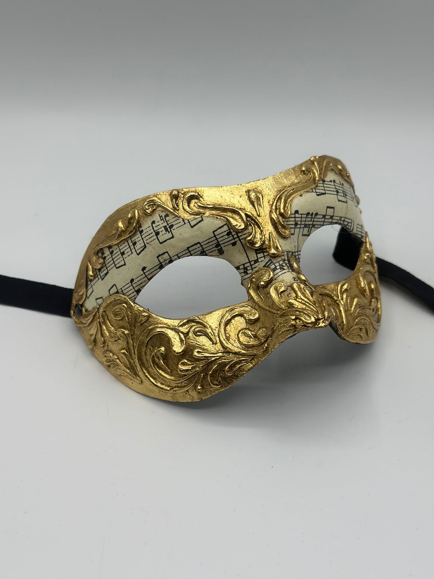 Venetian Masquerade Mask – Gold & Music Notes
