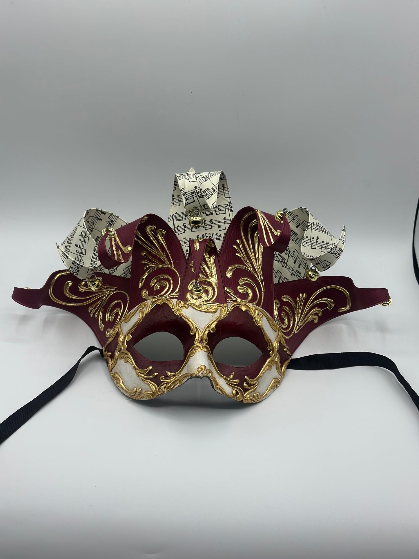 Venetian mask Jolly in red and white - Masquerade mask for men