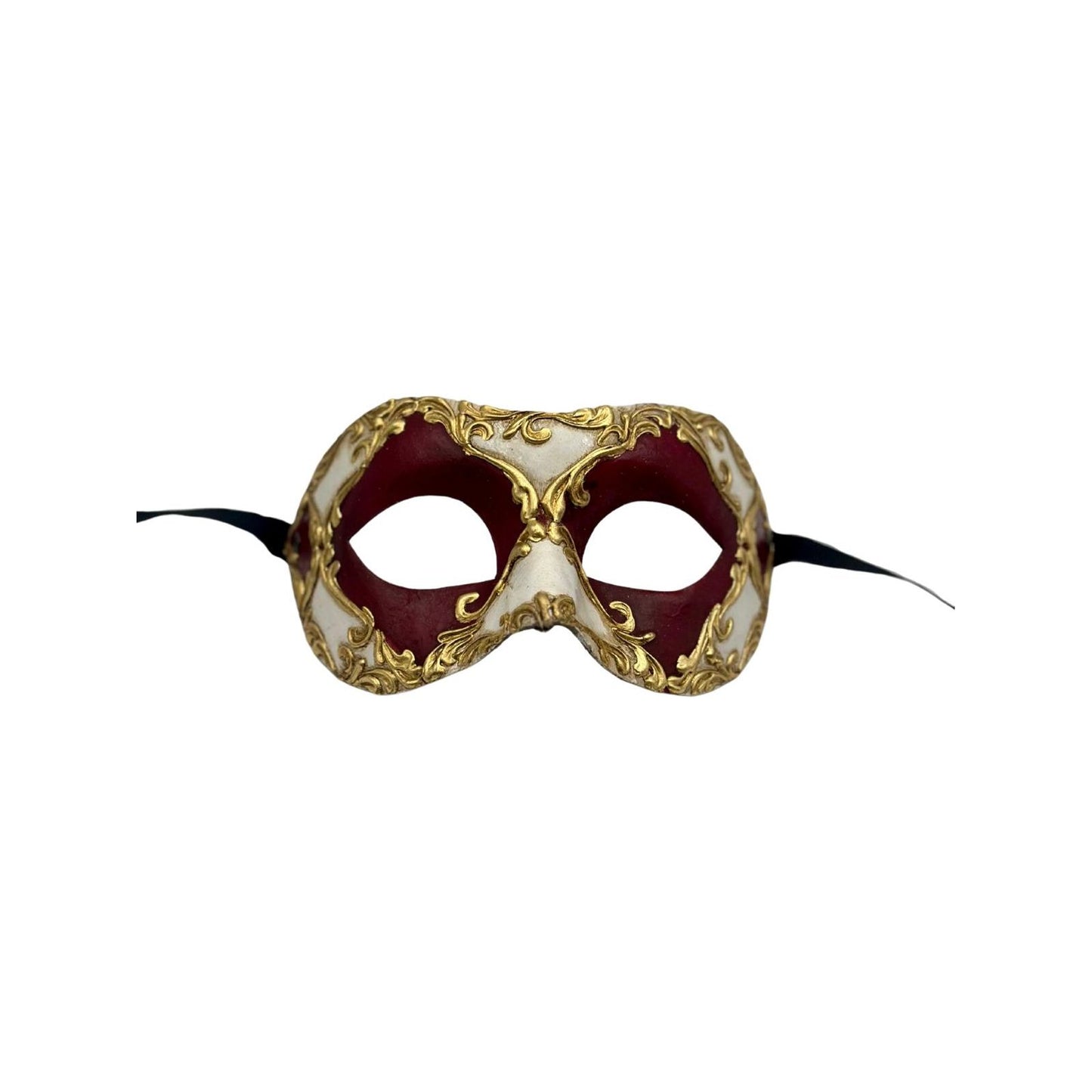 Venetian Mask Baroque Red Gold - Masquerade Eye Mask for Carnival, Gala & Costume Party - Unisex