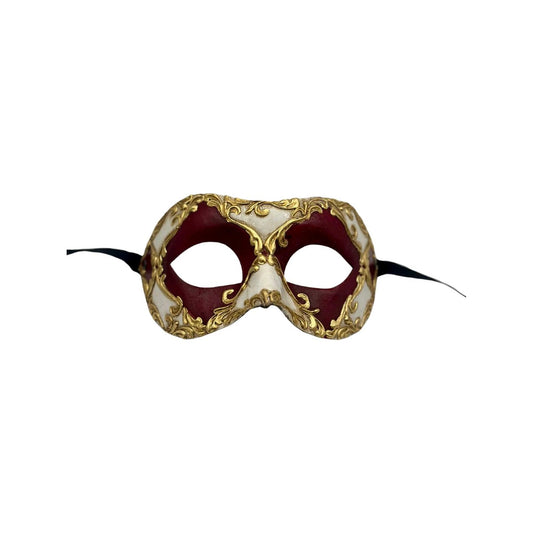 Venetian Mask Baroque Red Gold - Masquerade Eye Mask for Carnival, Gala & Costume Party - Unisex