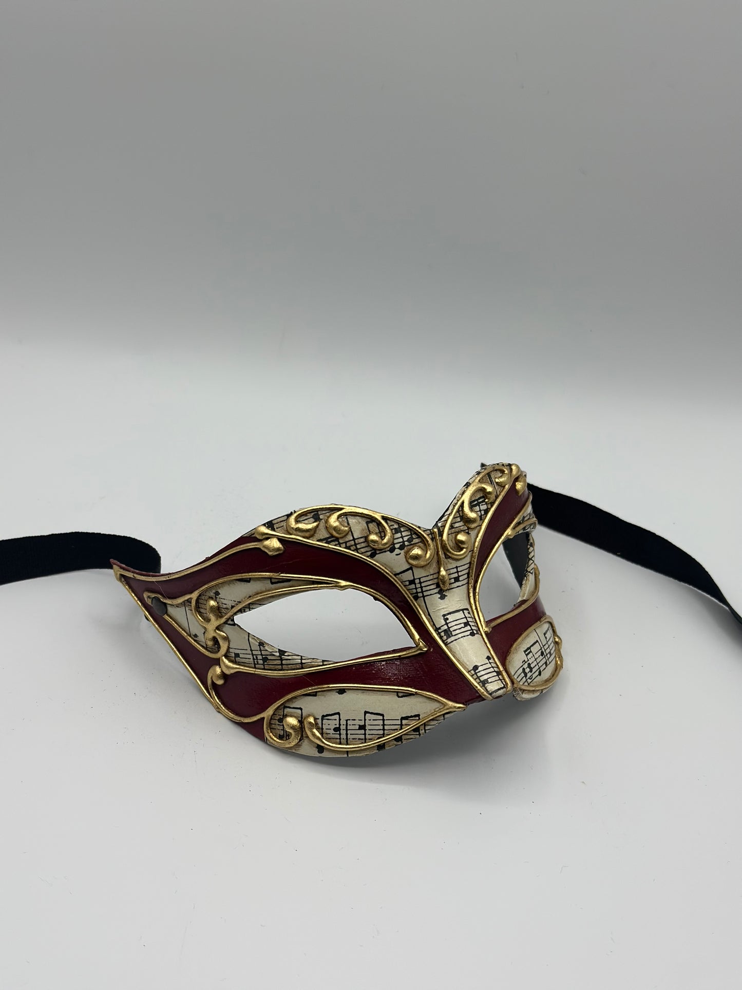 Máscara de Notas de Música Veneciana - Máscara de Mascarada Barroca Roja y Dorada | Carnaval | Fiesta de Disfraces | Baile de Máscaras