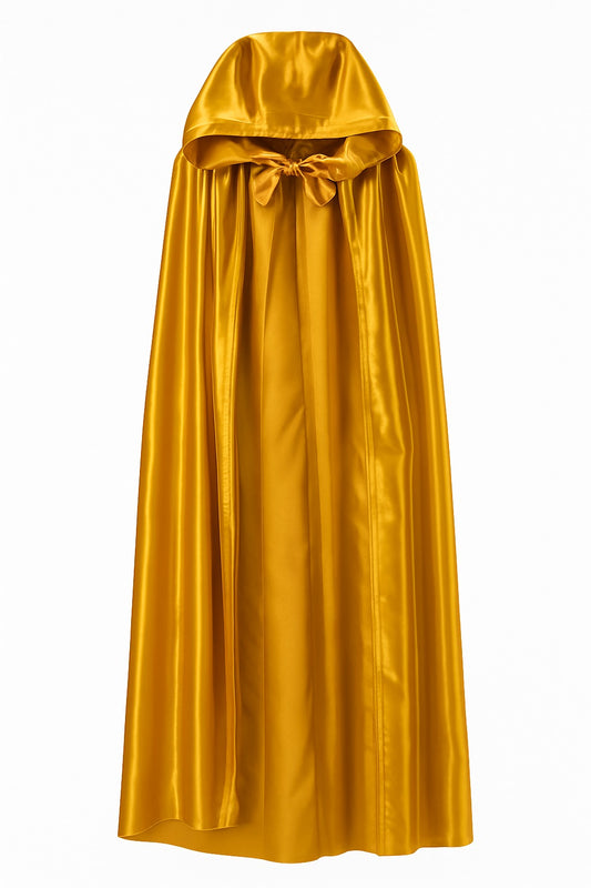 Venetian cape with a hood in gold satin - Halloween cape gold