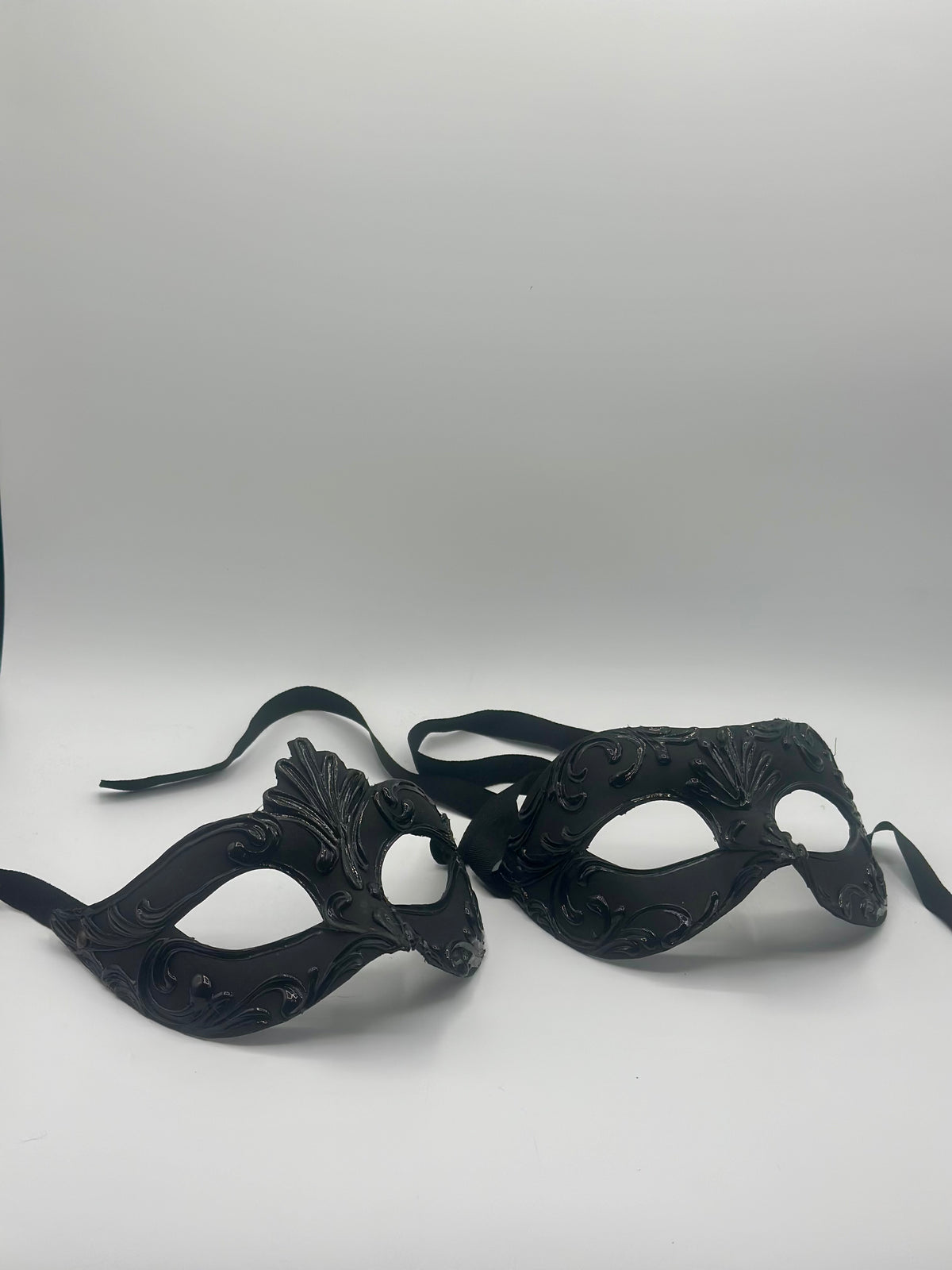 Matching Masks Black Venetian Couple Mask Set – Handcrafted Papier-Mâché Duo Masks fo ...