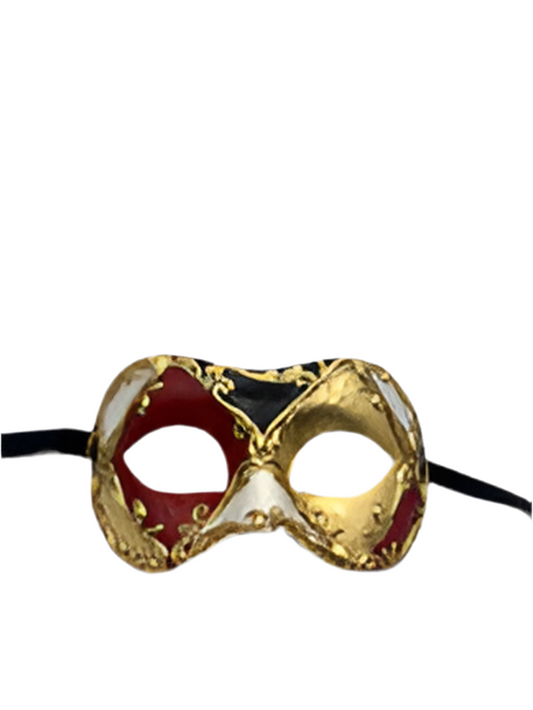 Handgemaakt Barok Venetiaans Masker | Rood-Zwart-Goud gala Masker