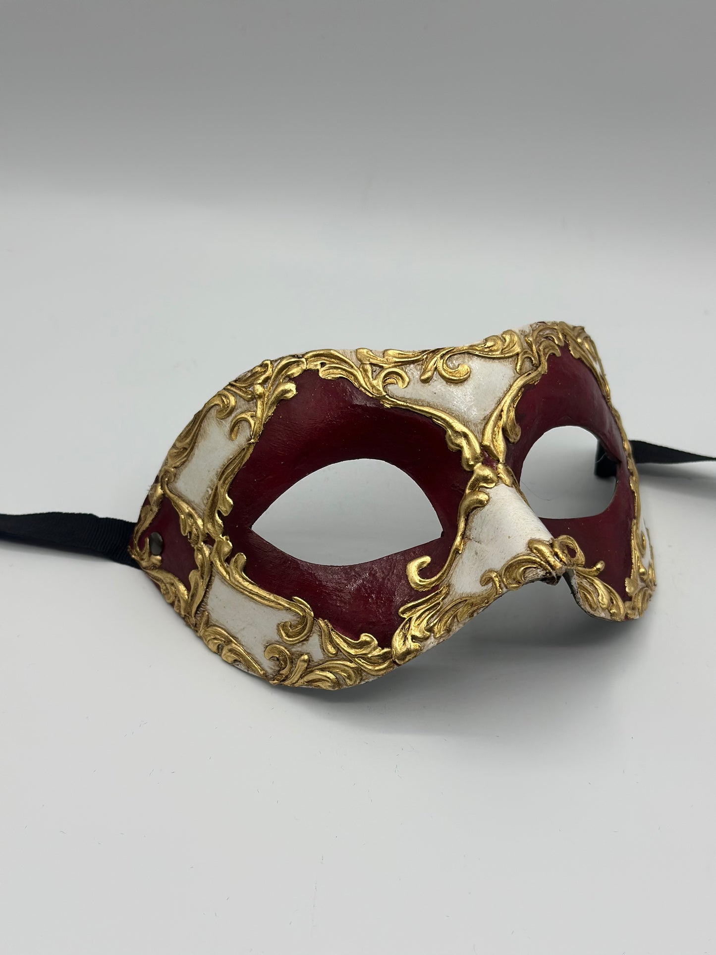Venetian Mask Baroque Red Gold - Masquerade Eye Mask for Carnival, Gala & Costume Party - Unisex