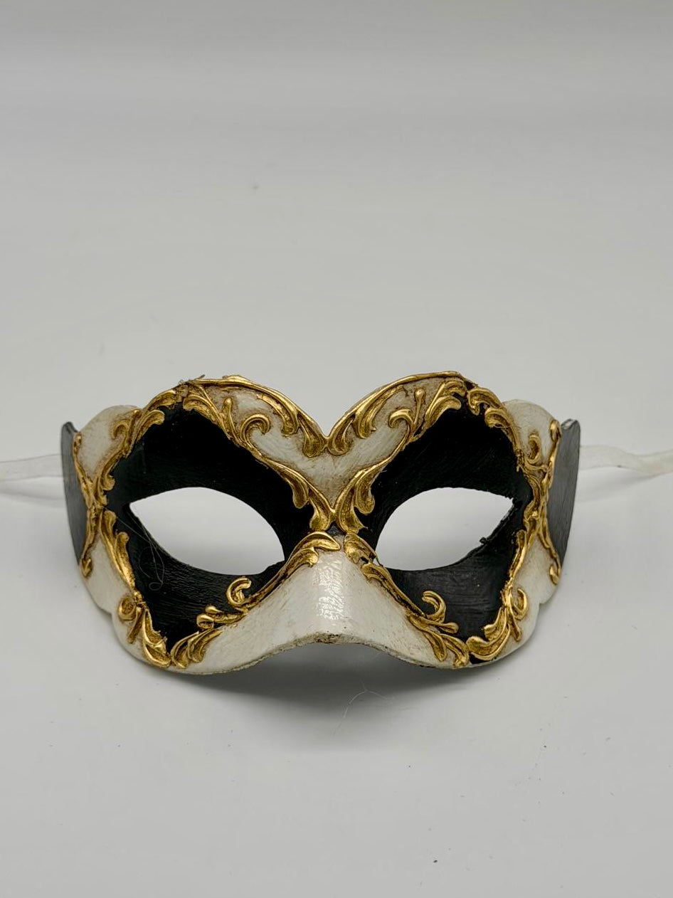 Venetian Kids Mask - Black, White & Gold