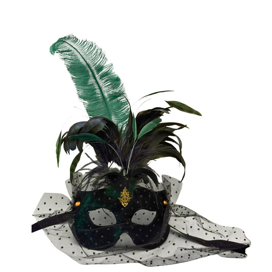 Luxe Venetiaans Verenmasker – Groen Fluwelen Masker voor Maskerade