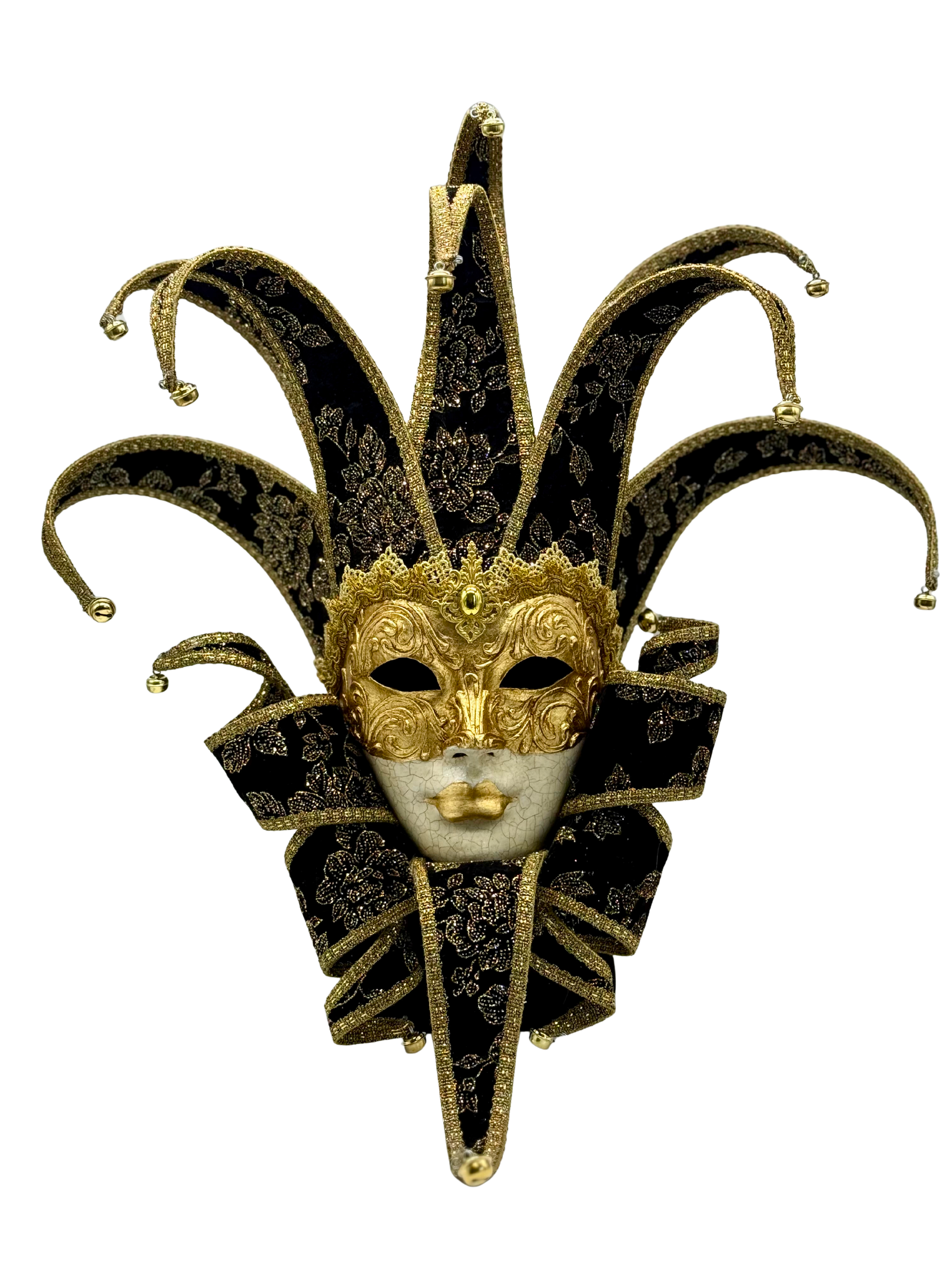 Jester mask in black velvet – MaskshopVenice.com
