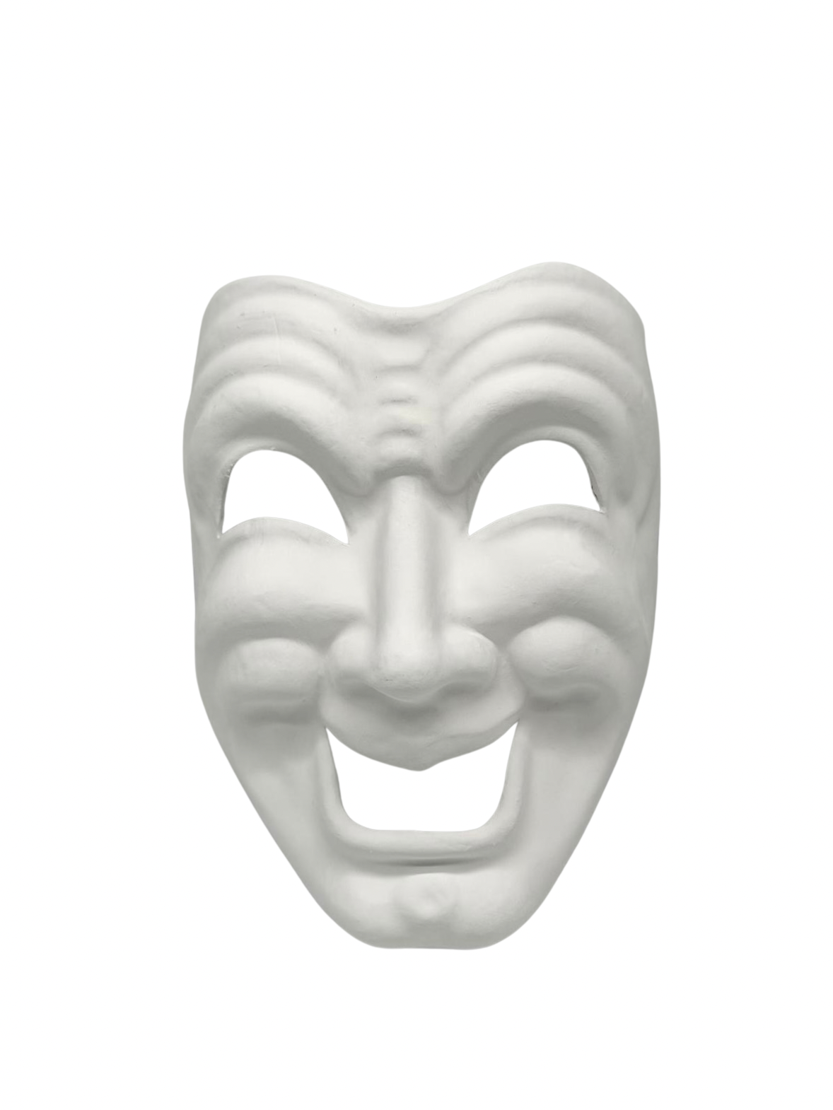White Blanco papier-mâché Commedia dell’arte Comedy mask or Ridi